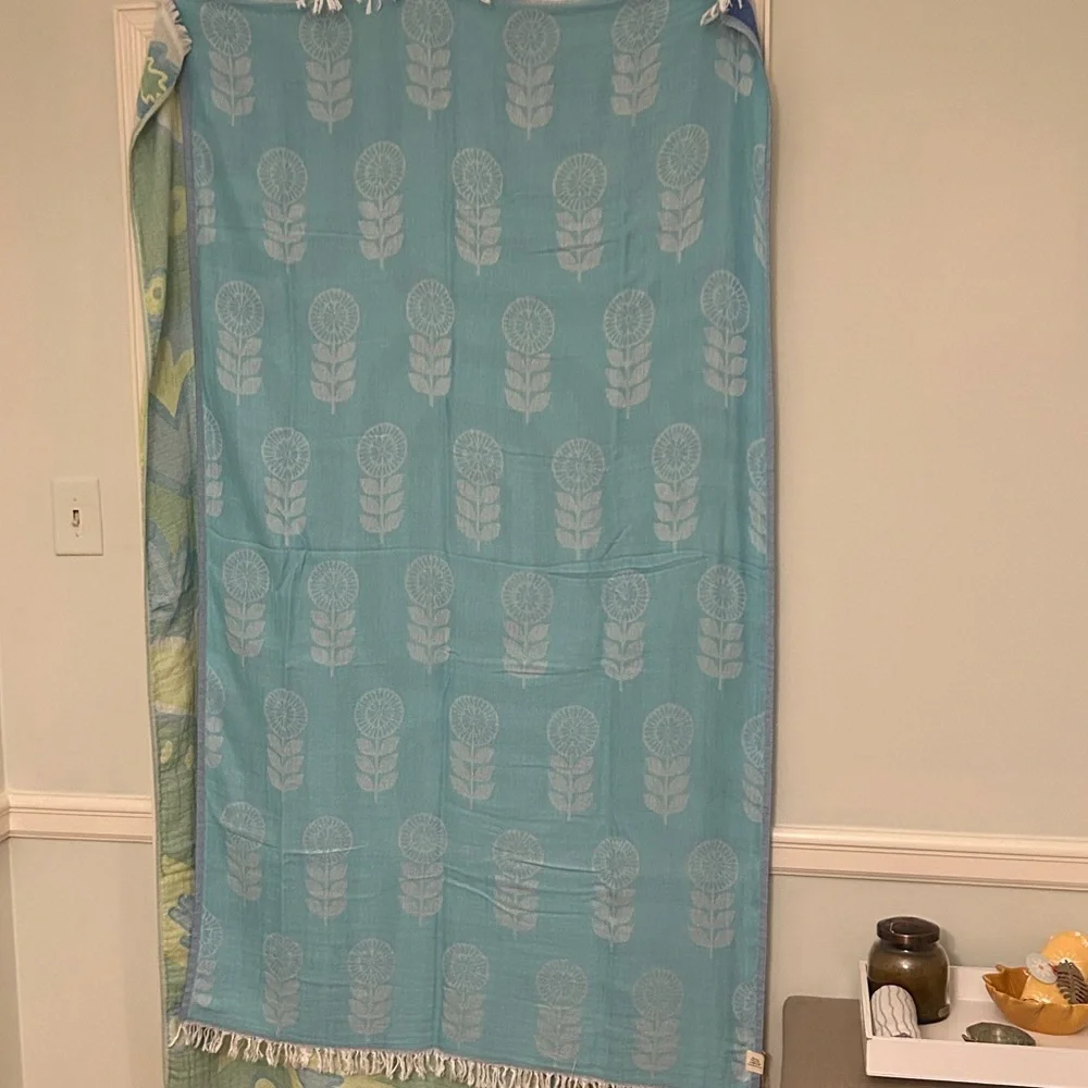 Modern in Blues Towel Travel Blanket Wrap FLiPSiDE 2 Side Woven Organic
